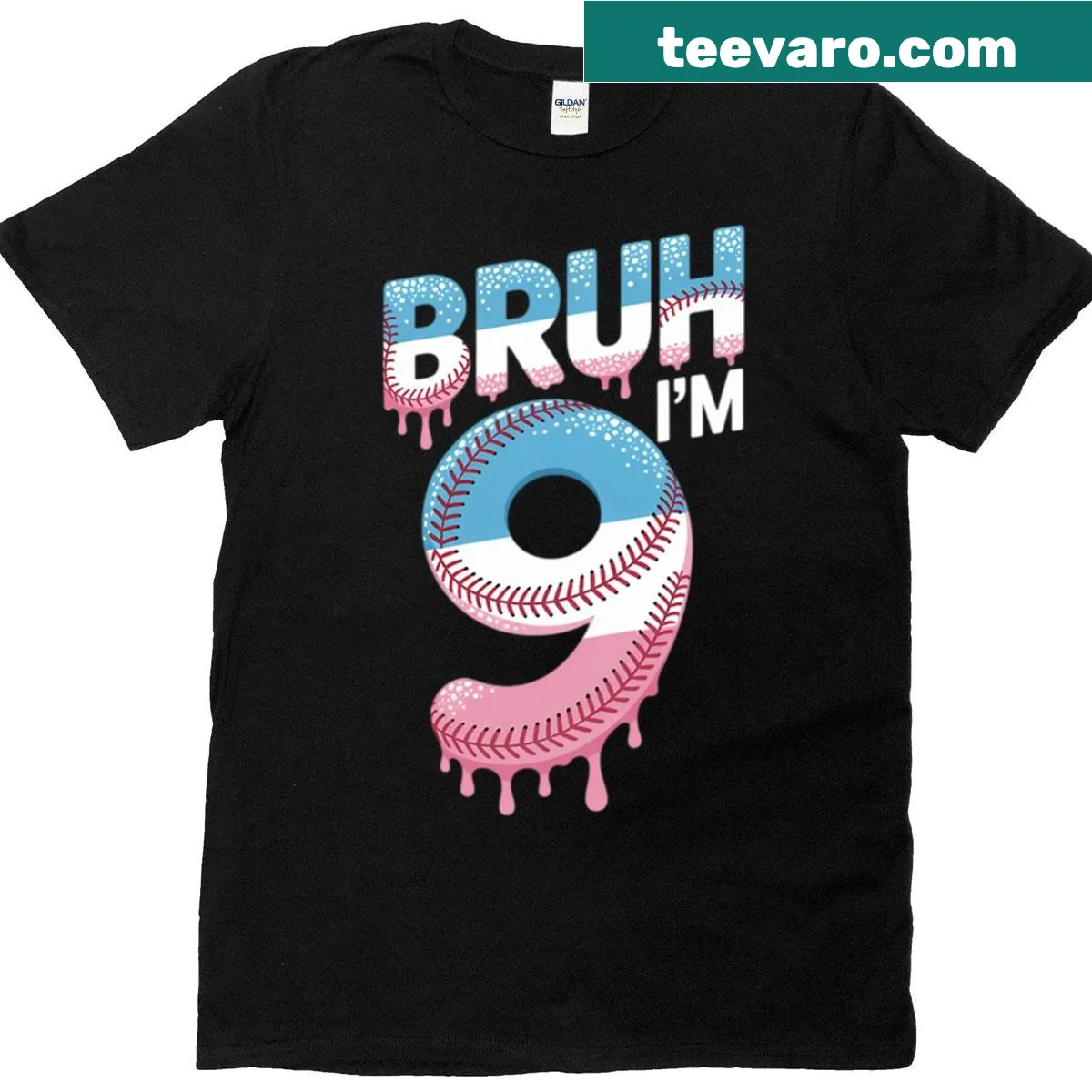 9th birthday t-shirt for boys featuring 'Bruh' and baseball and ice cream graphics — on a men's t-shirt