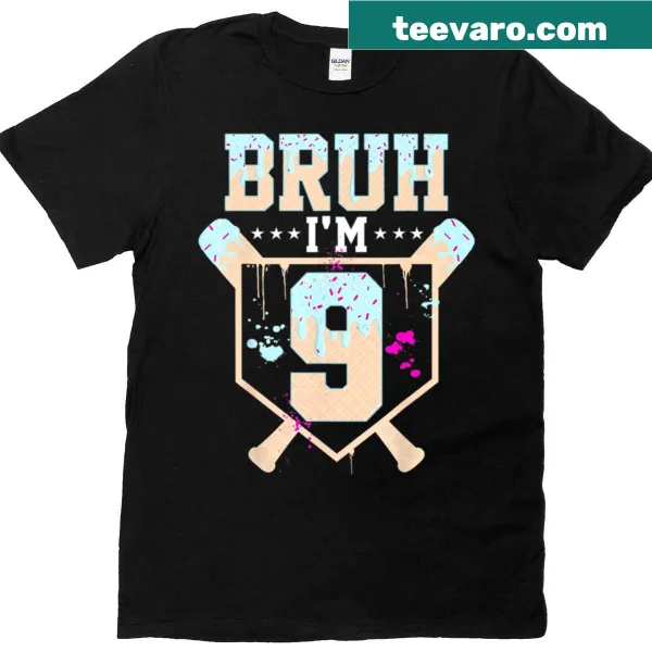 Fun ice cream baseball graphic for a 9th birthday t-shirt