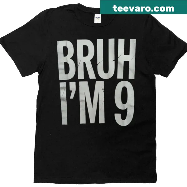T-shirt for 9-year-old with bruh text and fun graphics