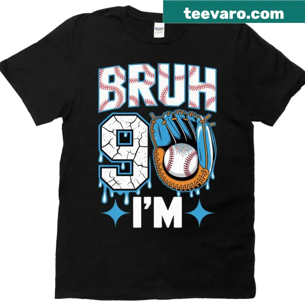 Birthday shirt for a 9-year-old featuring playful typography