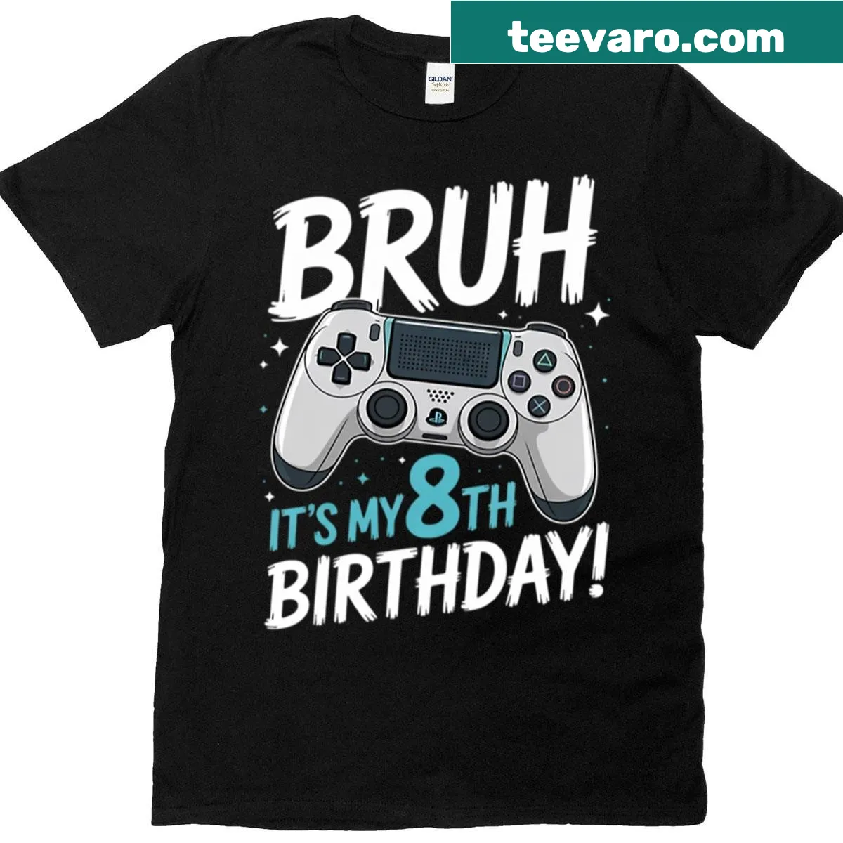 T-shirt featuring the phrase Bruh, It's My 8th Birthday with a football design — on a men's t-shirt