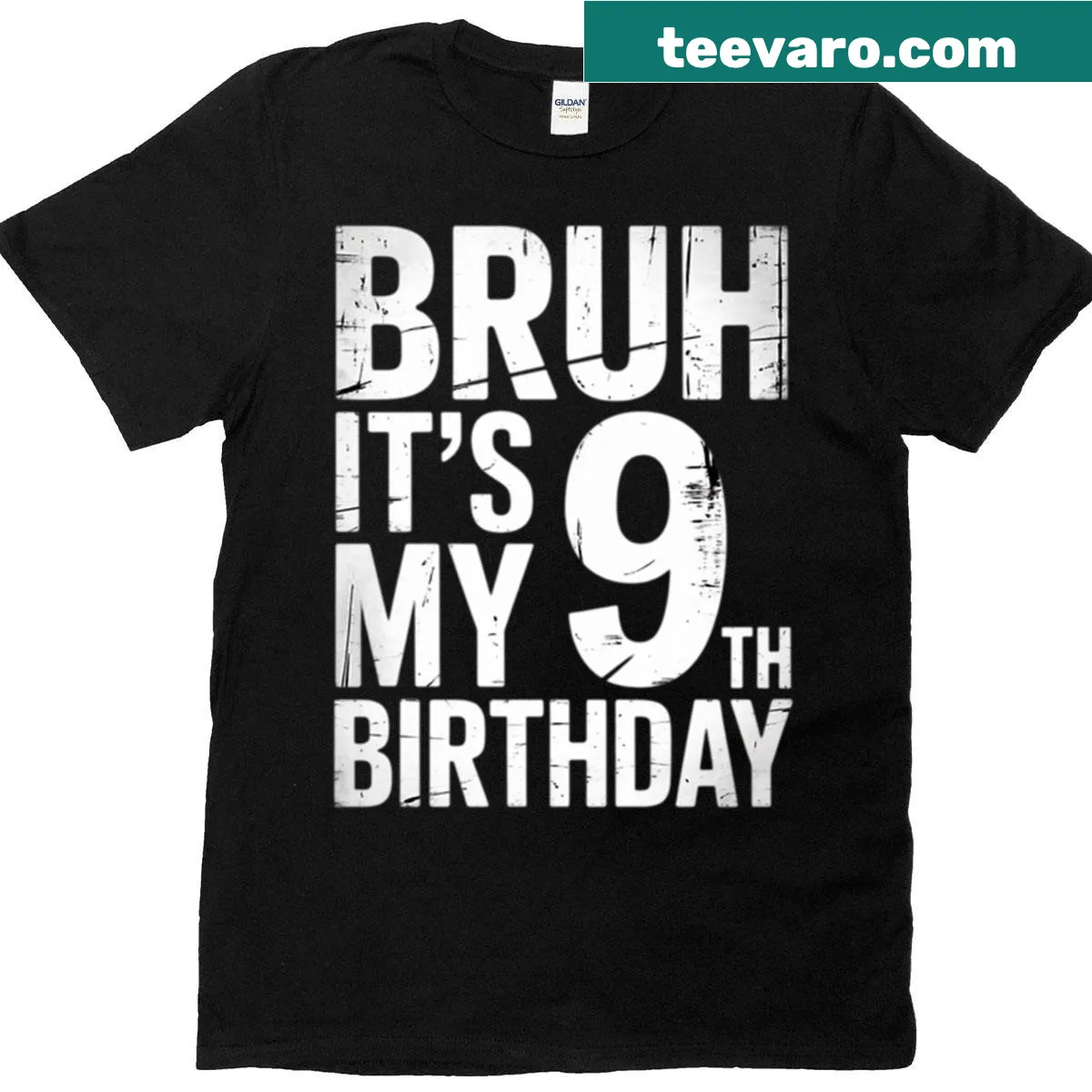 Playful baseball-themed T-shirt for a 9-year-old's birthday — on a men's t-shirt
