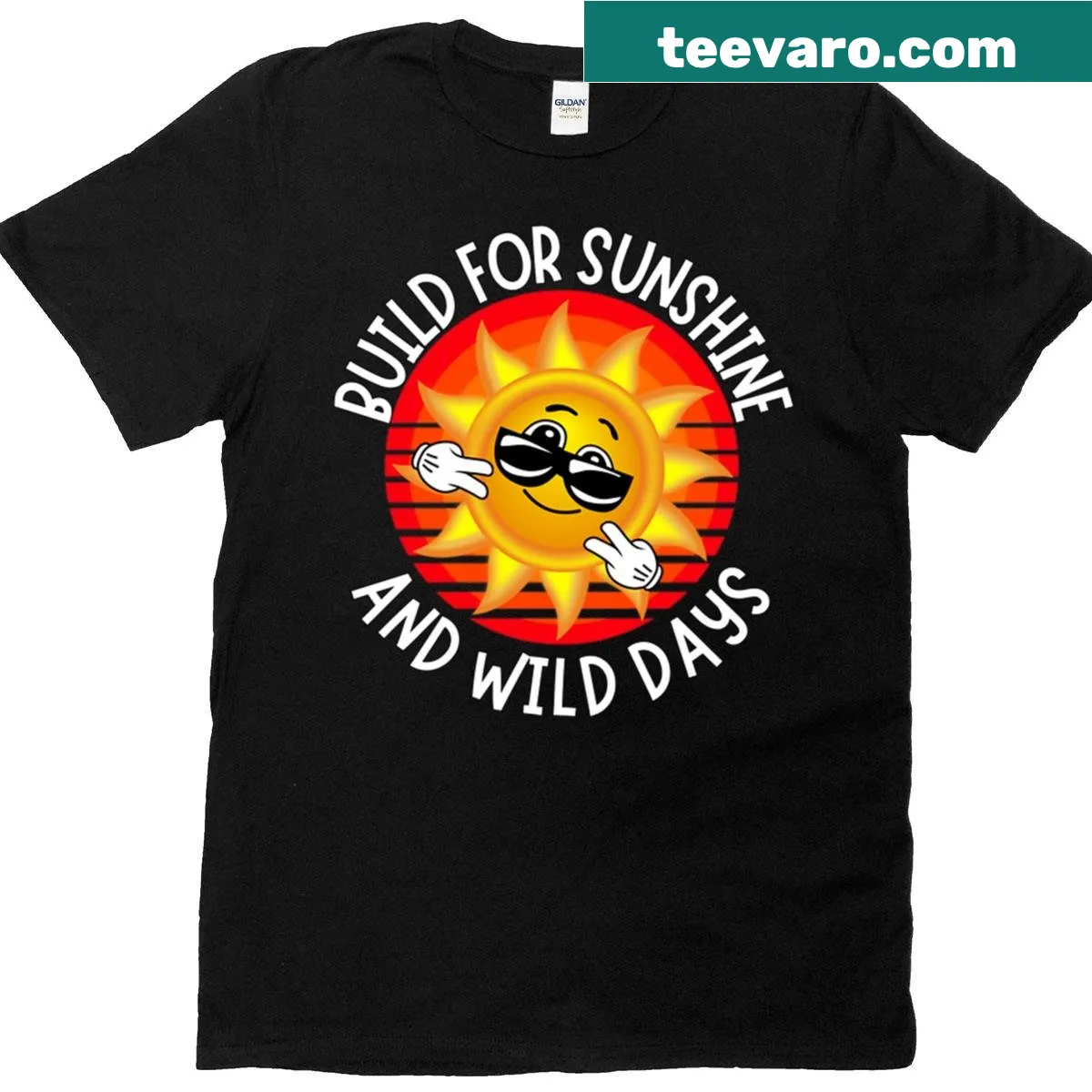 Outdoor vibe shirt with sun and nature-inspired illustration — on a men's t-shirt