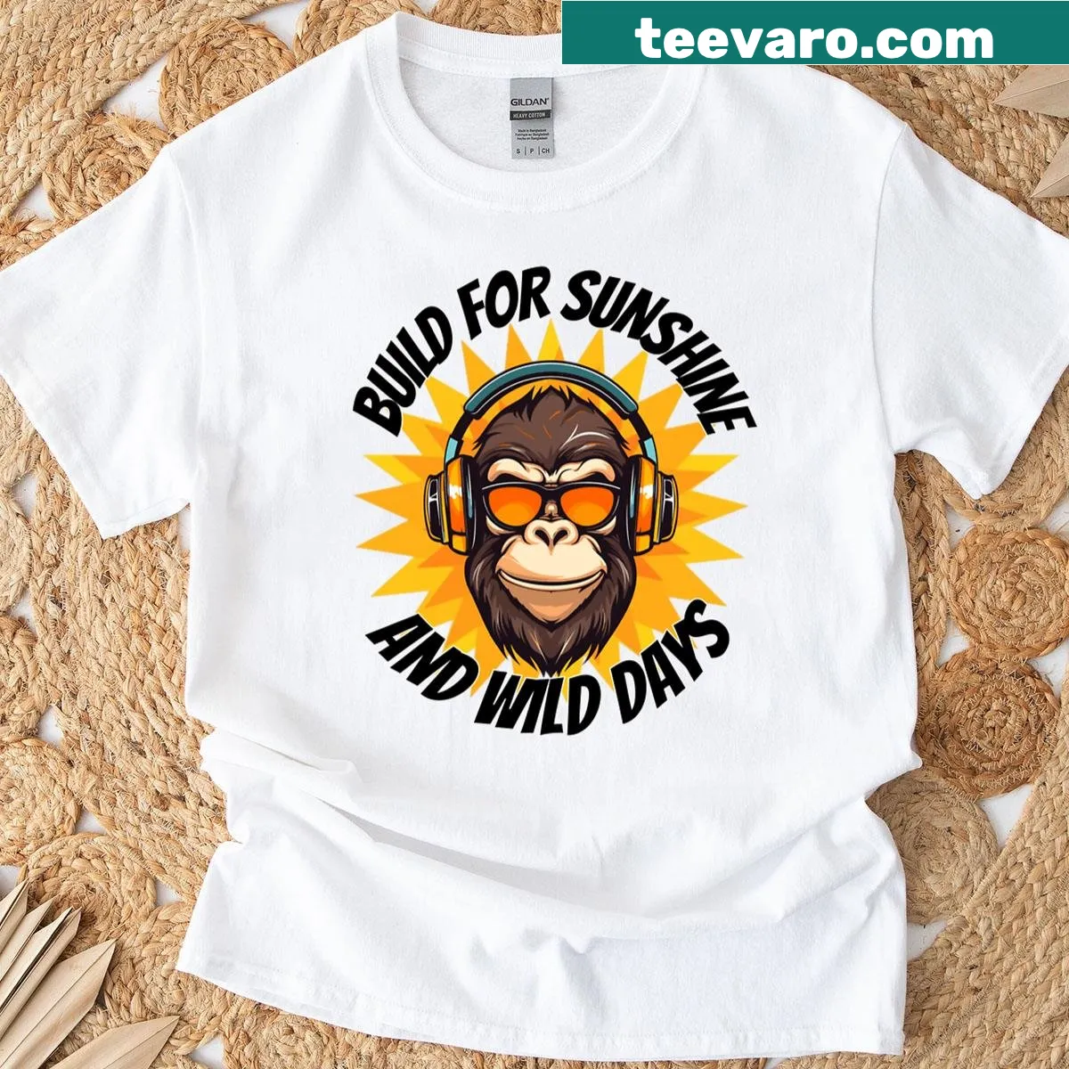 Summer-themed T-shirt celebrating sunshine and outdoor adventures — on a men's t-shirt