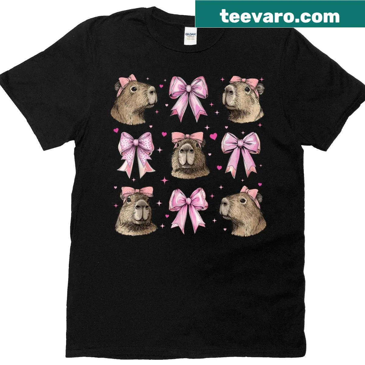 Illustration of a capybara with a bow on a cute T-shirt — on a men's t-shirt