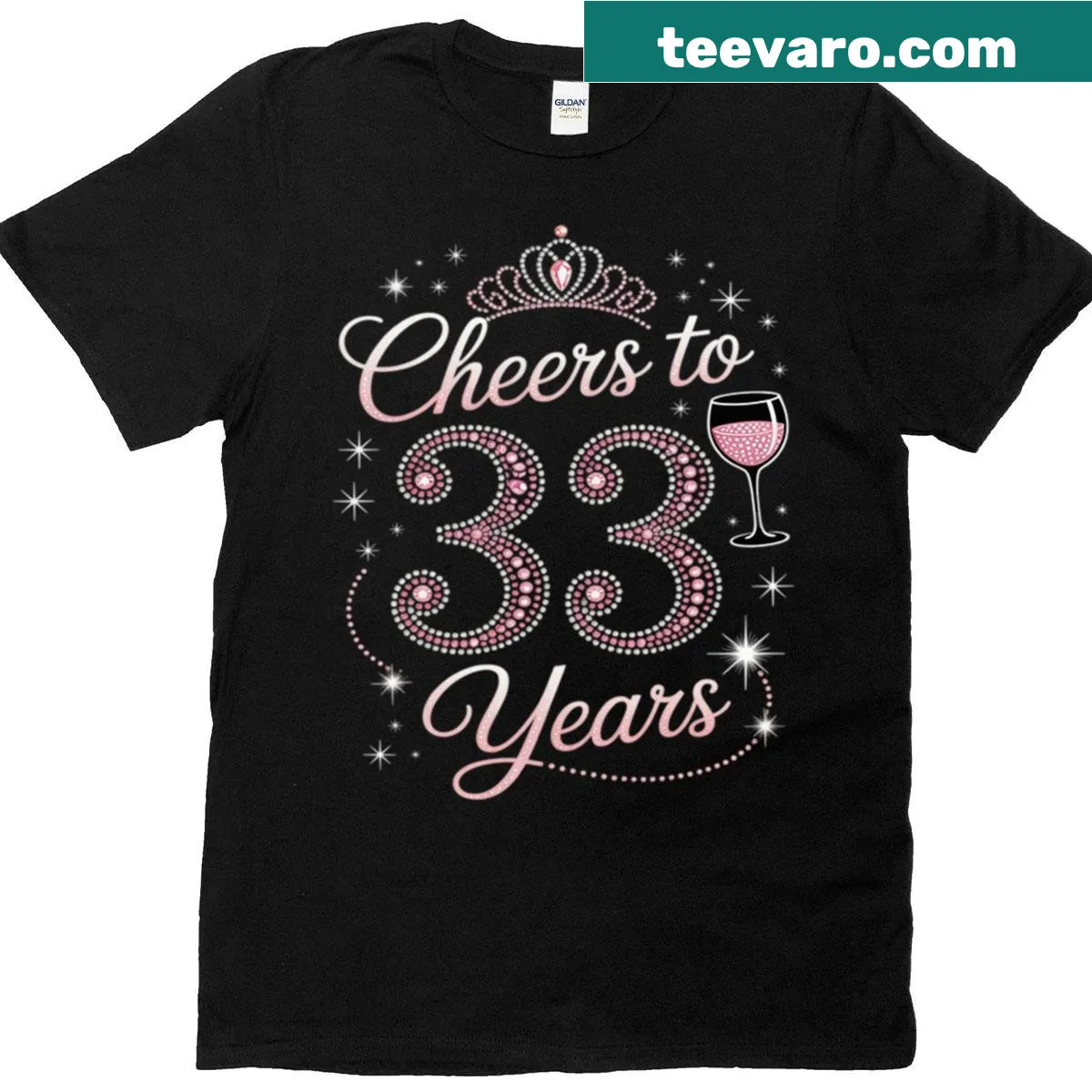 Typography t-shirt celebrating a 33rd birthday with wine-themed elements — on a men's t-shirt