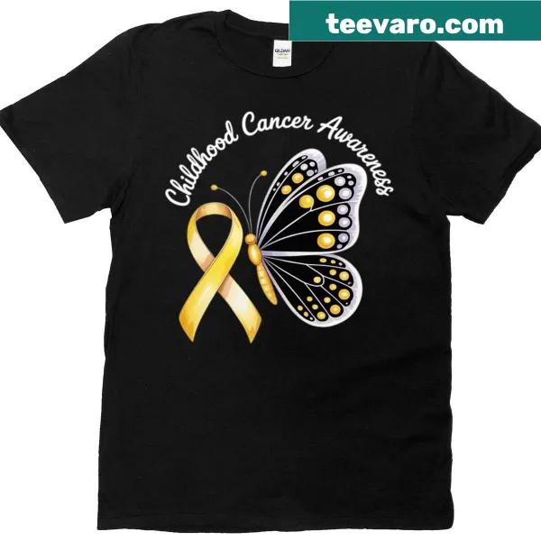 Gold butterfly ribbon design for childhood cancer awareness