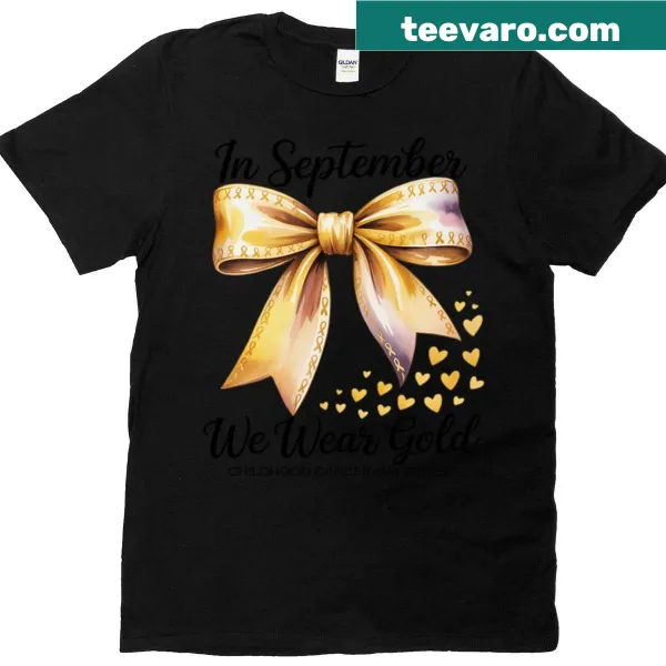 Gold ribbon t-shirt for childhood cancer awareness in September