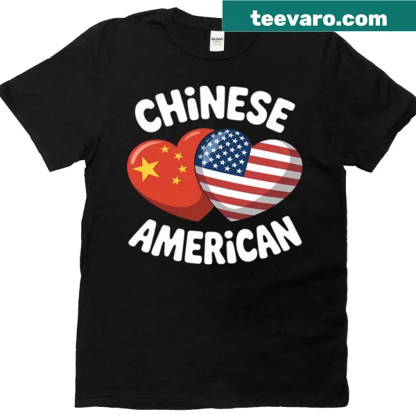 T-shirt with combined Chinese and American flag design