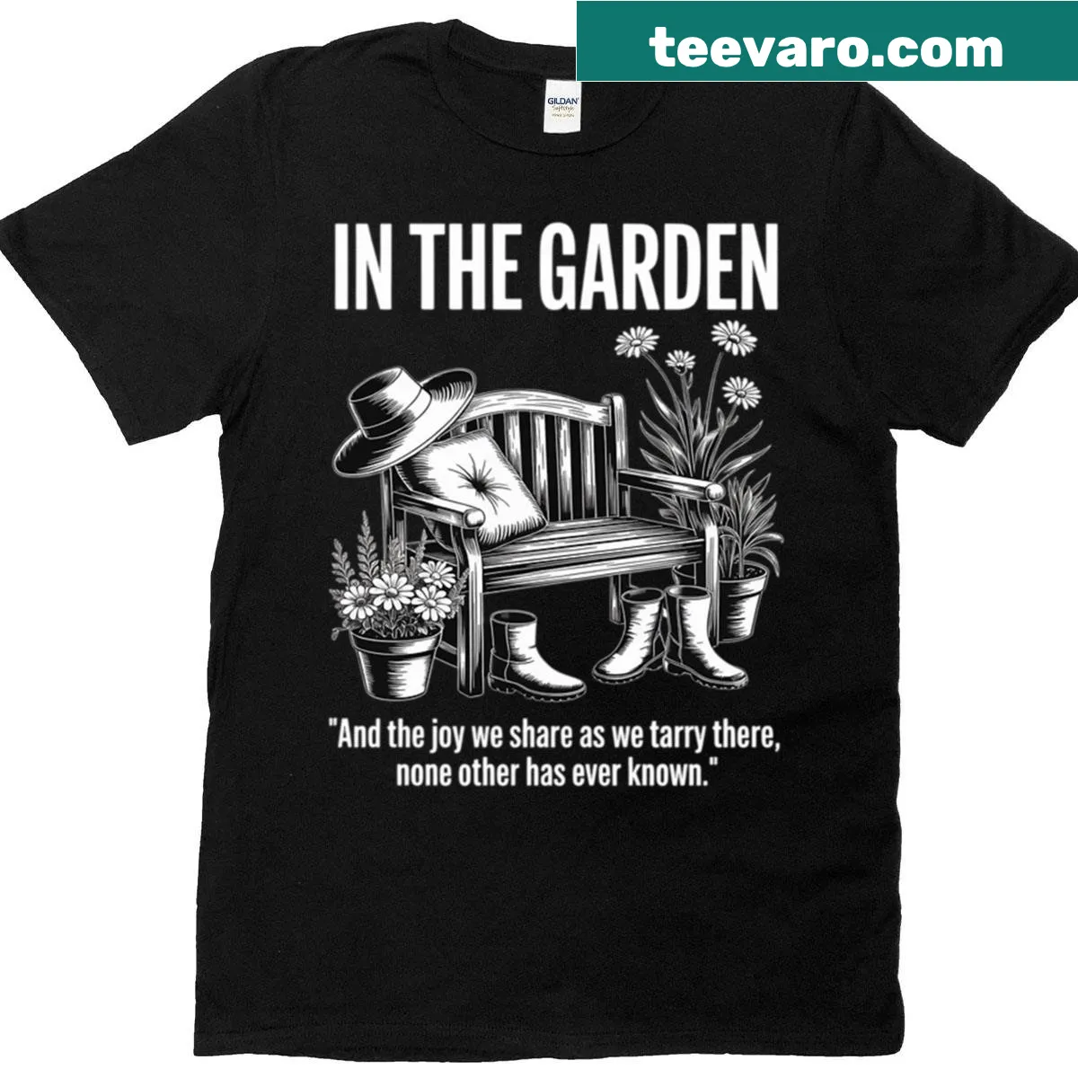 Illustration of flowers and hymn representing faith — on a men's t-shirt