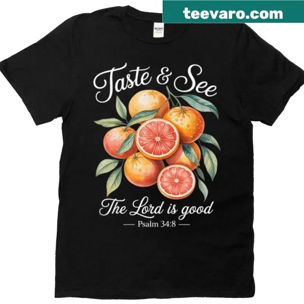 Design featuring an orange fruit flower and Bible verse