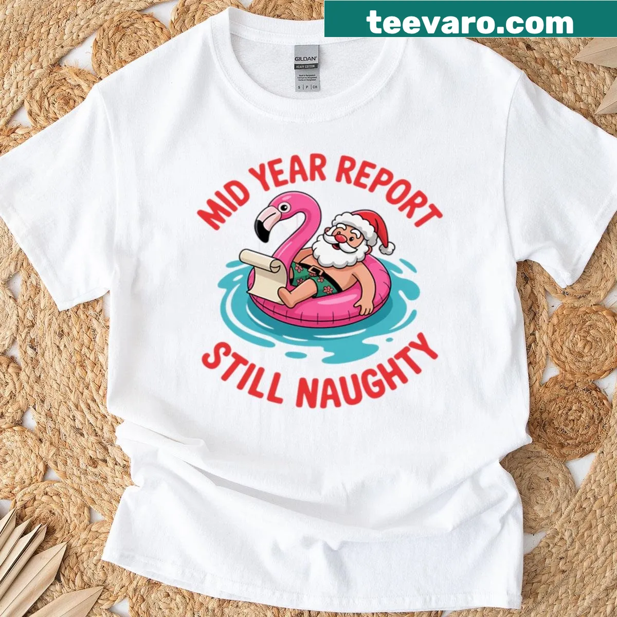 T-shirt with a cheeky slogan about being naughty in July — on a men's t-shirt