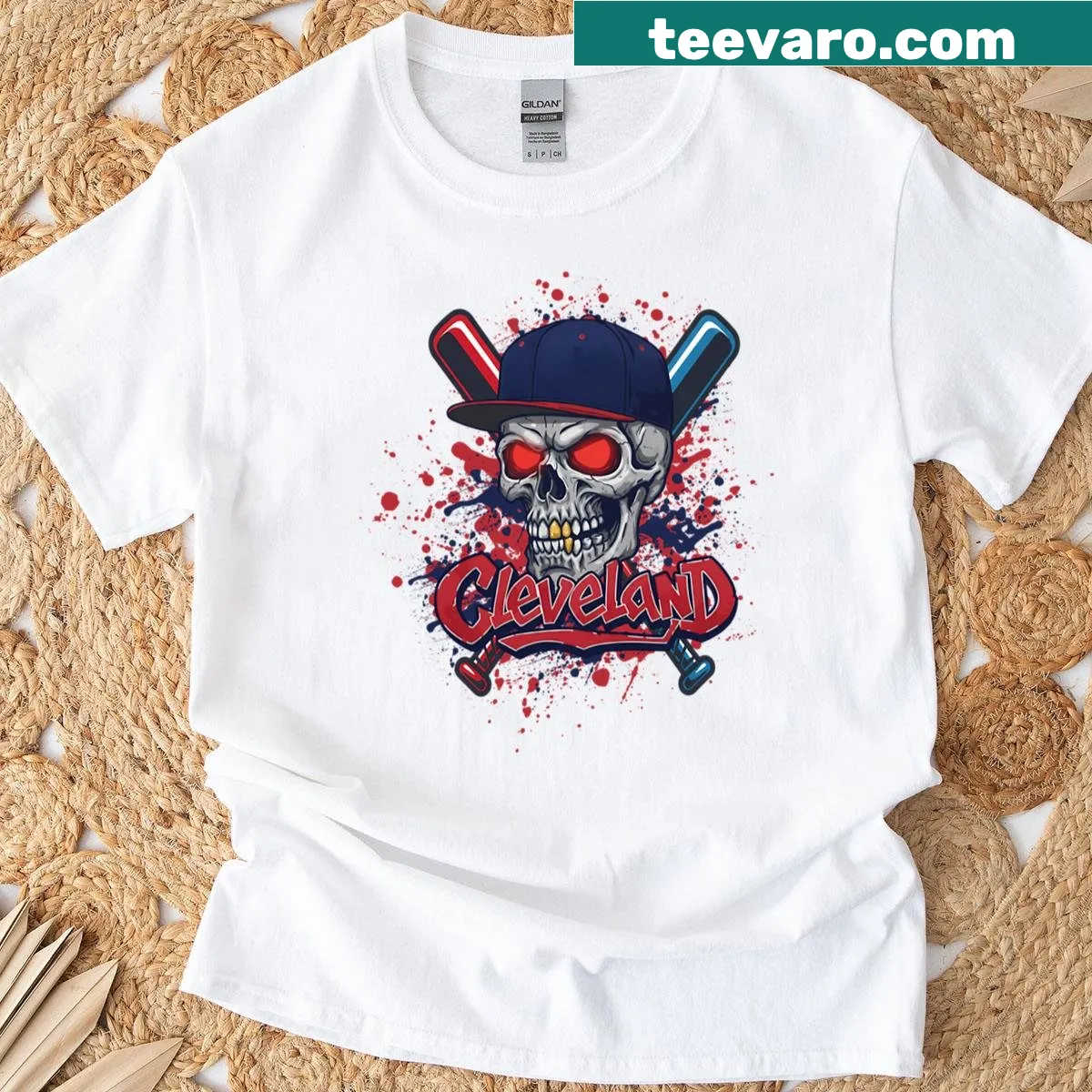 Cleveland baseball graphic T-shirt design — on a men's t-shirt