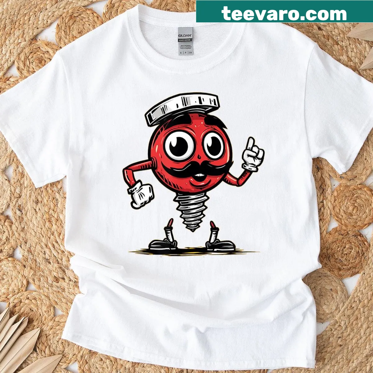 Funny craftsman-themed T-shirt featuring a screw graphic — on a men's t-shirt