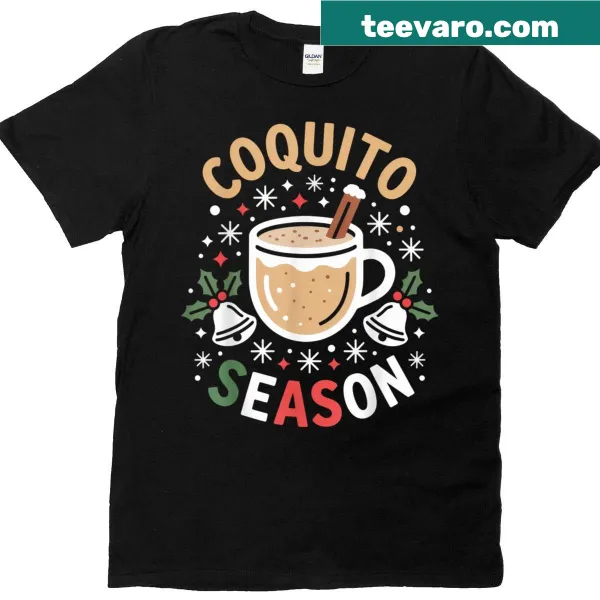 Festive t-shirt celebrating coquito drink for the holidays