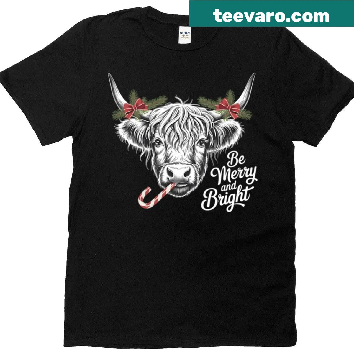 Merry Christmas Highland cows design for farmers — on a men's t-shirt