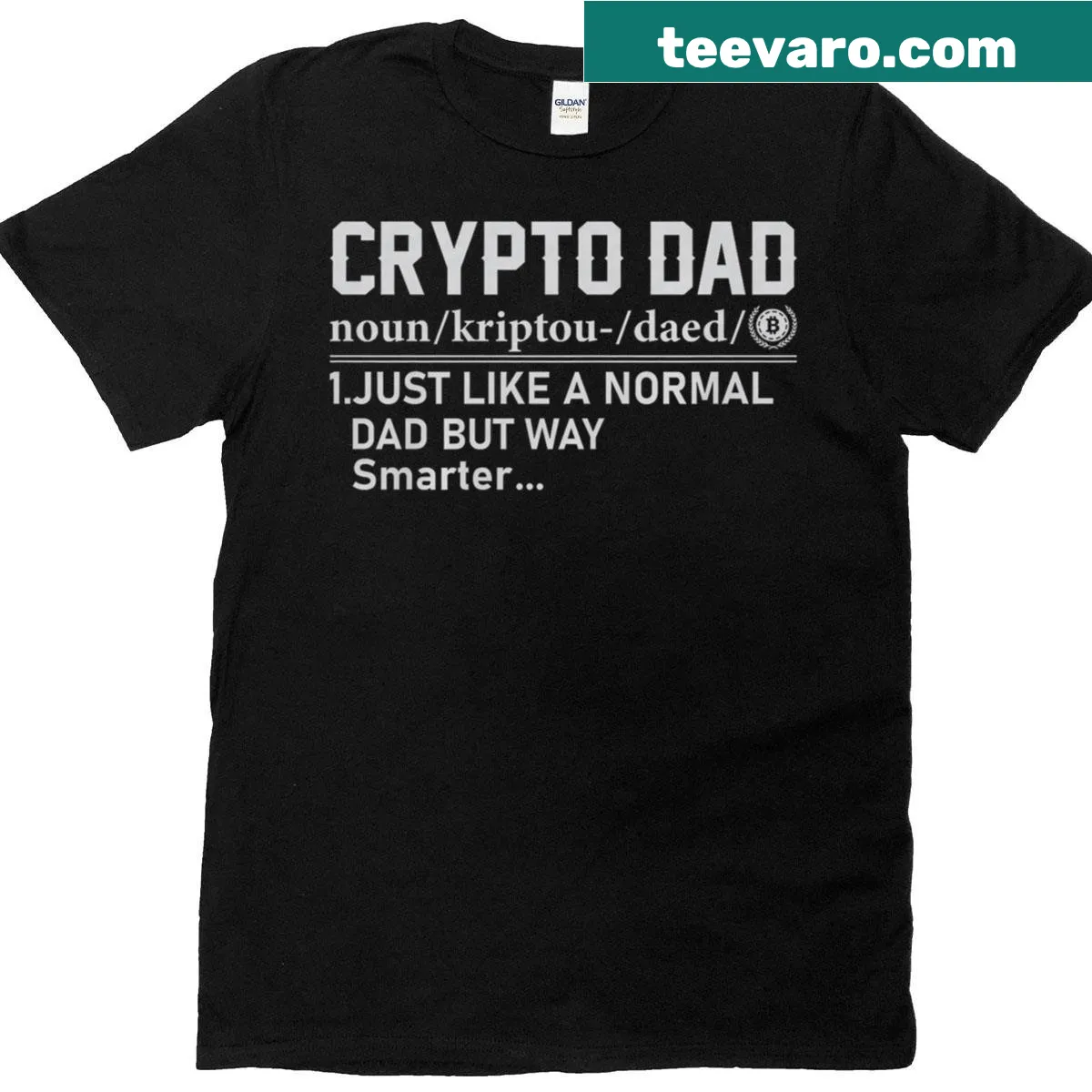 Funny t-shirt defining 'Crypto Dad' in humorous typography — on a men's t-shirt