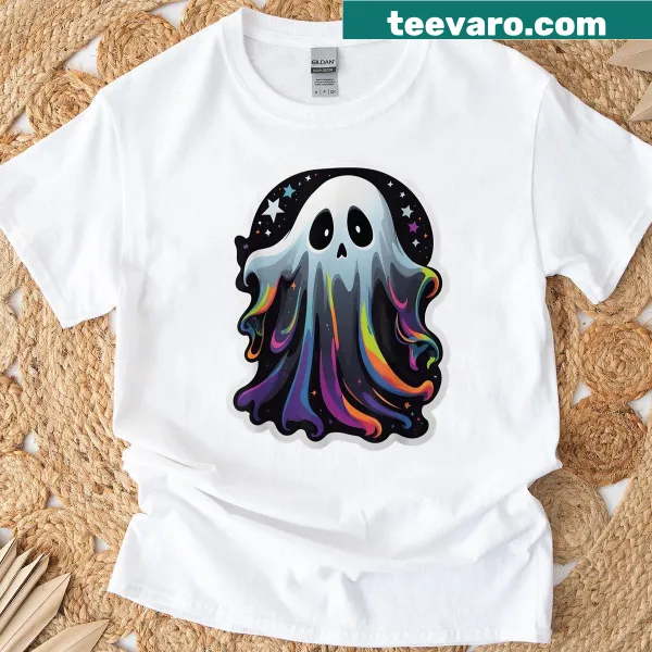 Cartoon ghost design for Halloween, cute and playful.