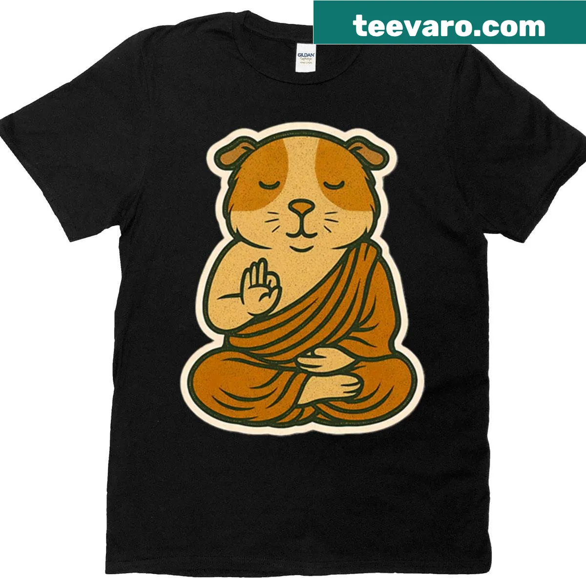 Cute guinea pig meditating in a zen design — on a men's t-shirt