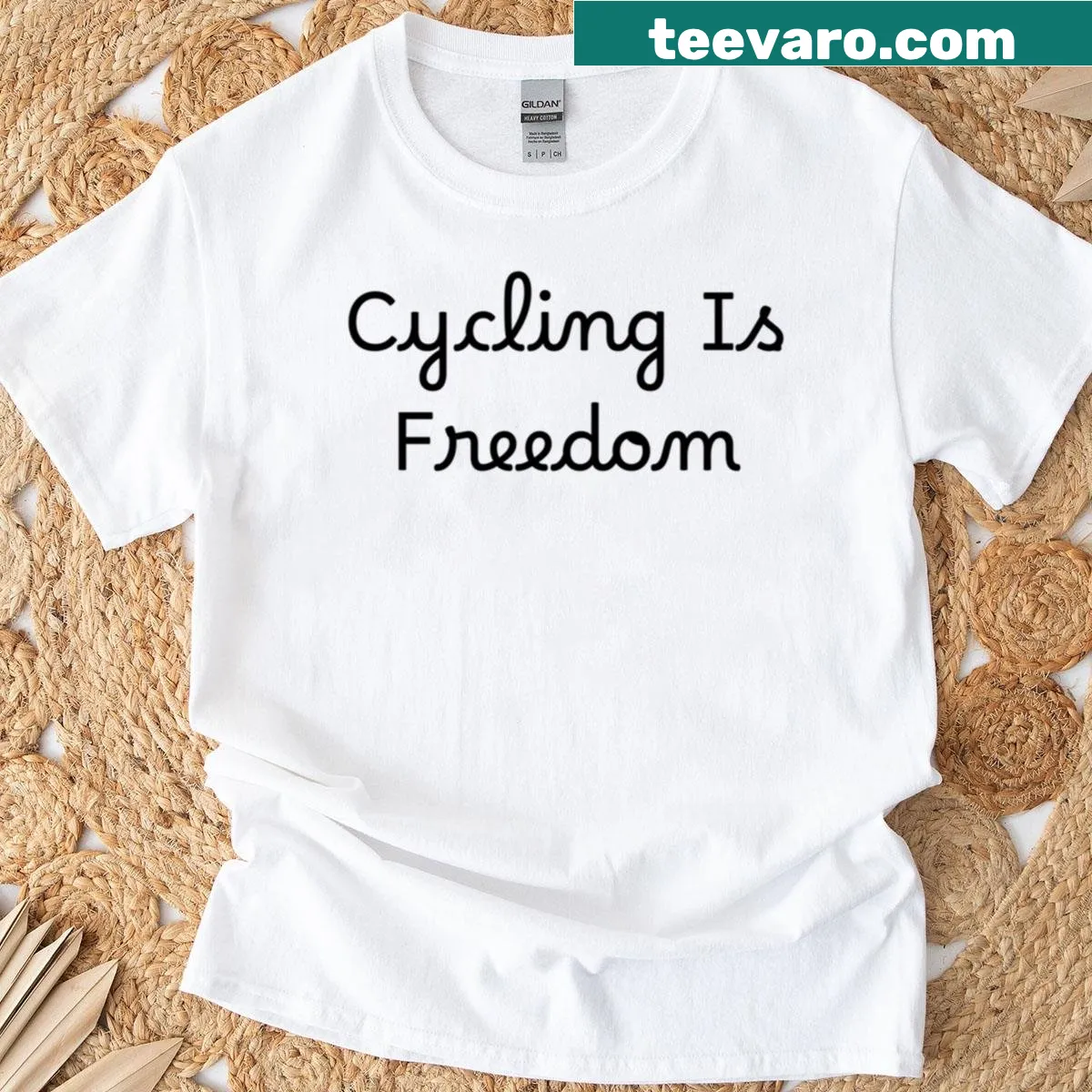 Typography design 'Cycling Is Freedom' on a t-shirt. — on a men's t-shirt