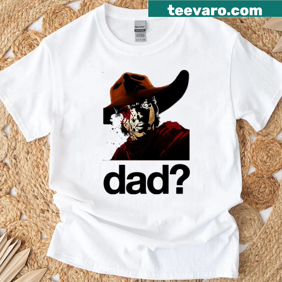 T-shirt with 'Evil Dead' themed graphic for dad — on a men's t-shirt