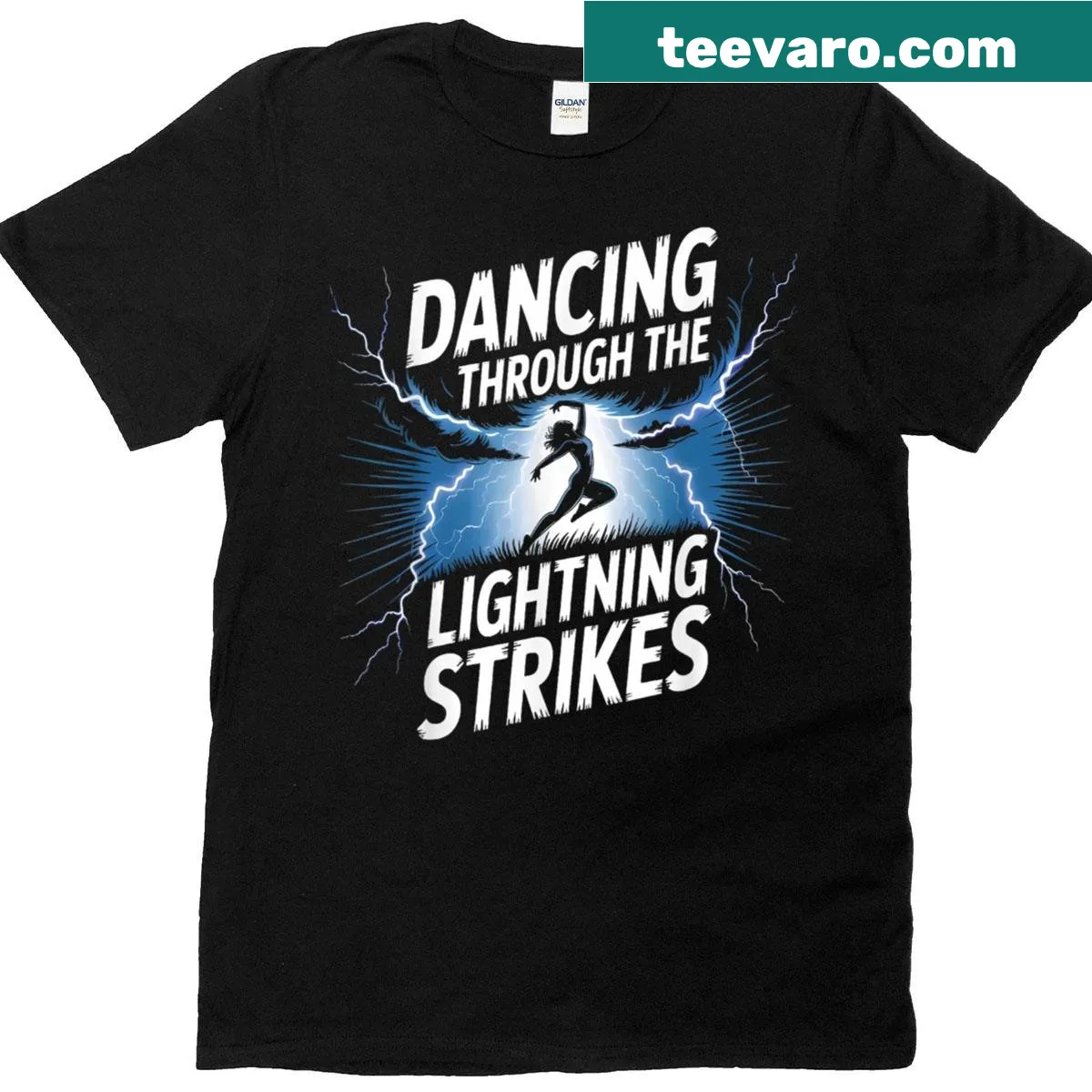 Dynamic energy dance graphic T-shirt design — on a men's t-shirt