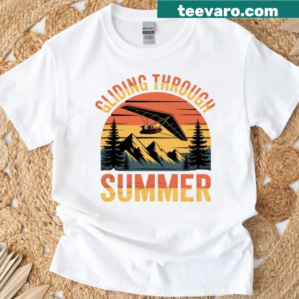 Hang glider illustration on a summer-themed t-shirt