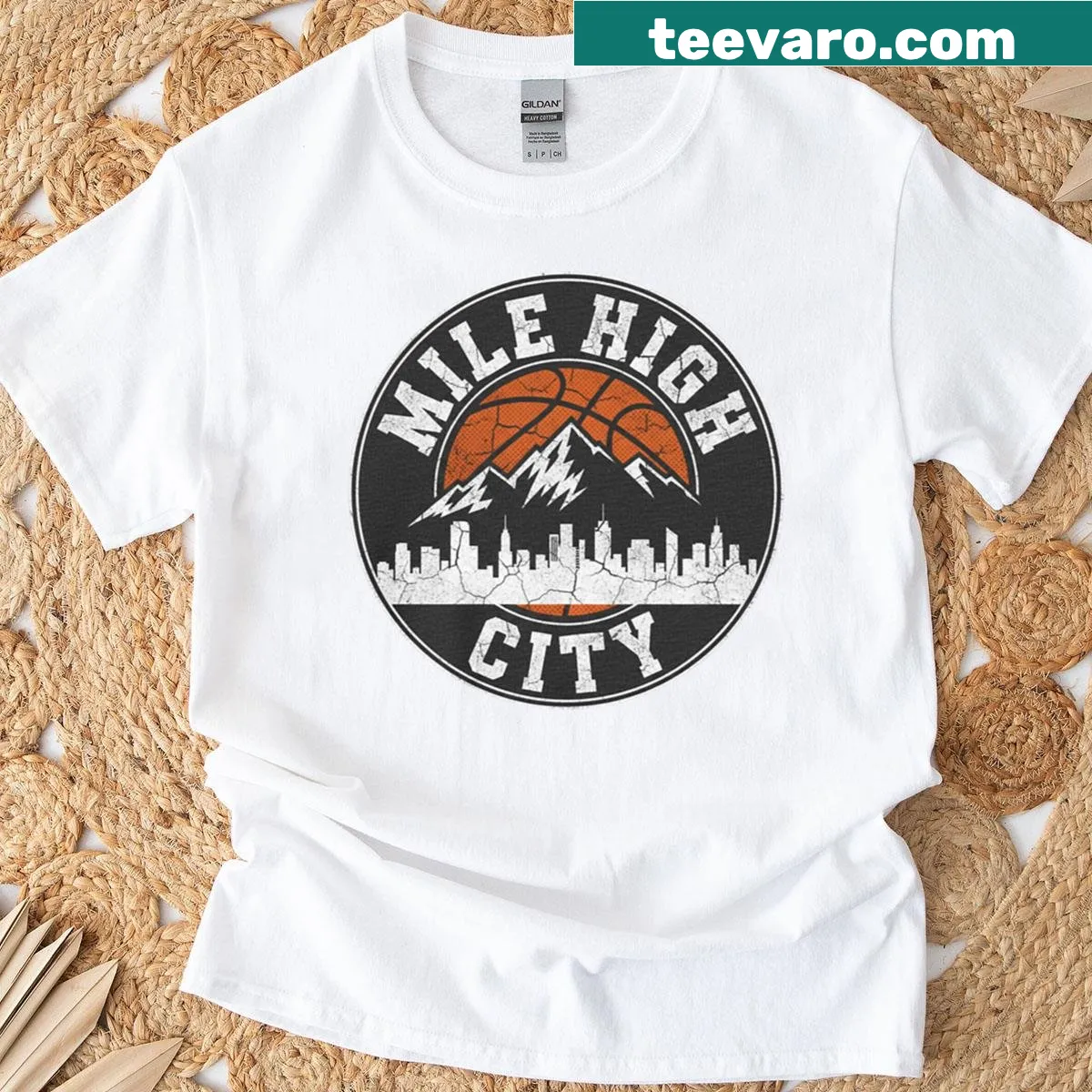 Denver Basketball themed shirt — on a men's t-shirt