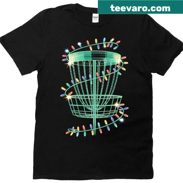 Disc golfer illustration with Christmas theme on a T-shirt
