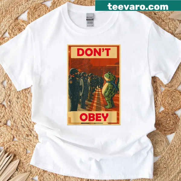 Protest T-shirt featuring a bold frog graphic and typography