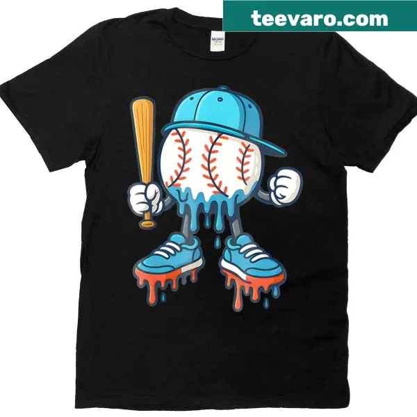 Cartoon baseball player with bat on a fun T-shirt design