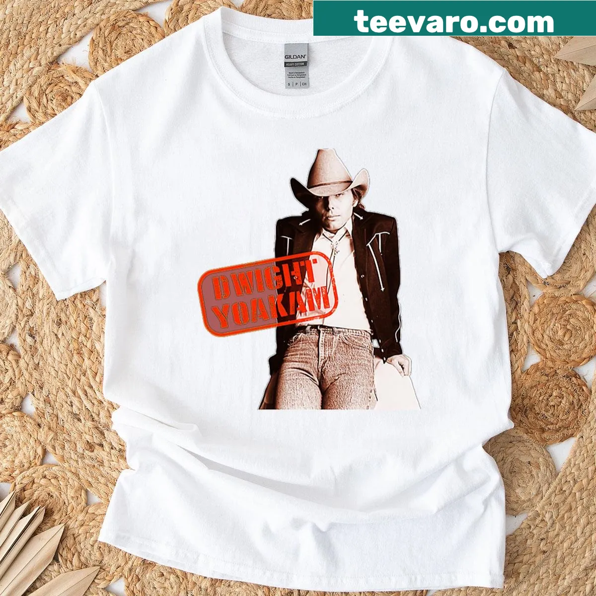 Vintage tribute t-shirt to Dwight Yoakam featuring 'the Bulge' design — on a men's t-shirt