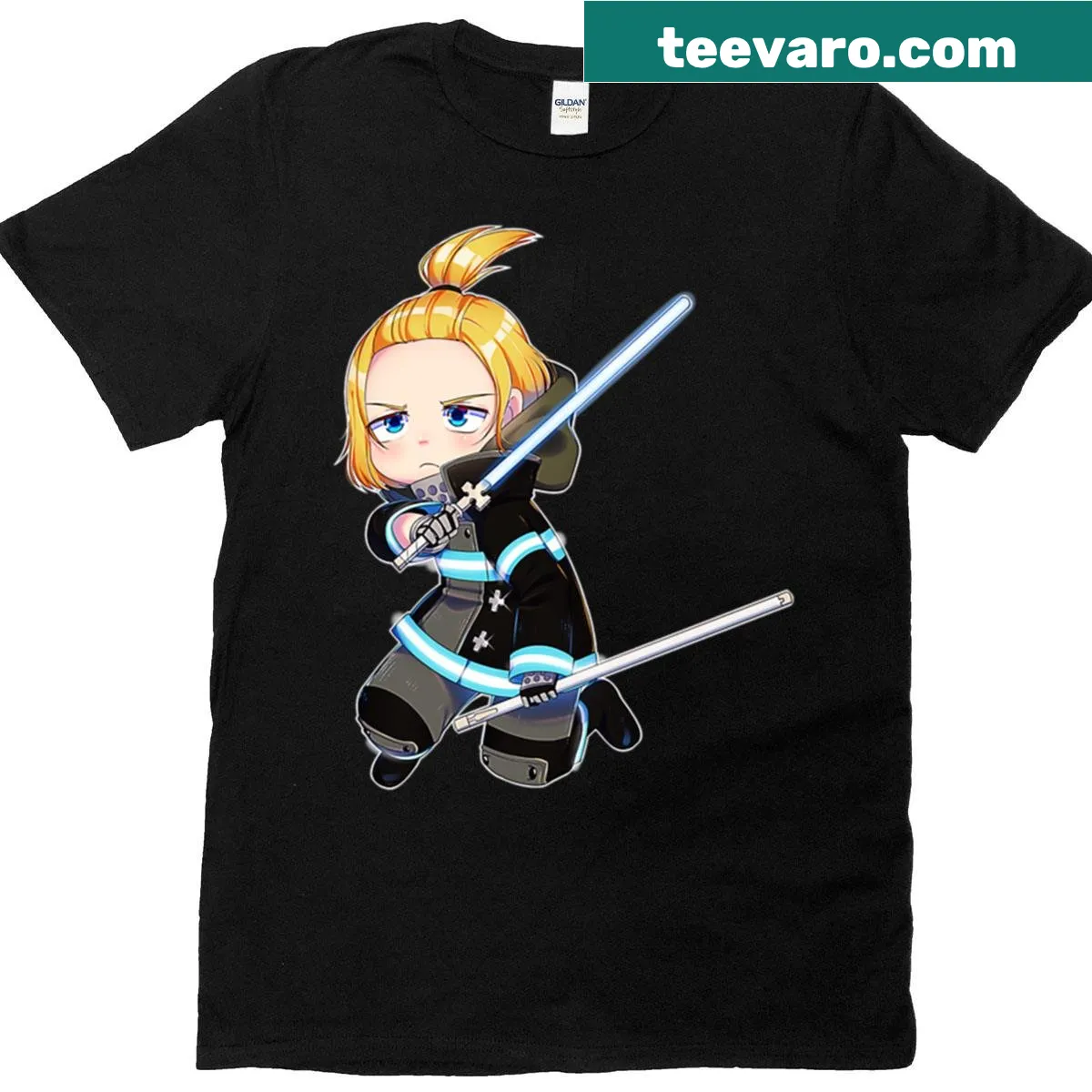 Illustrated T-shirt of Arthur Boyle from Enen No Shouboutai — on a men's t-shirt
