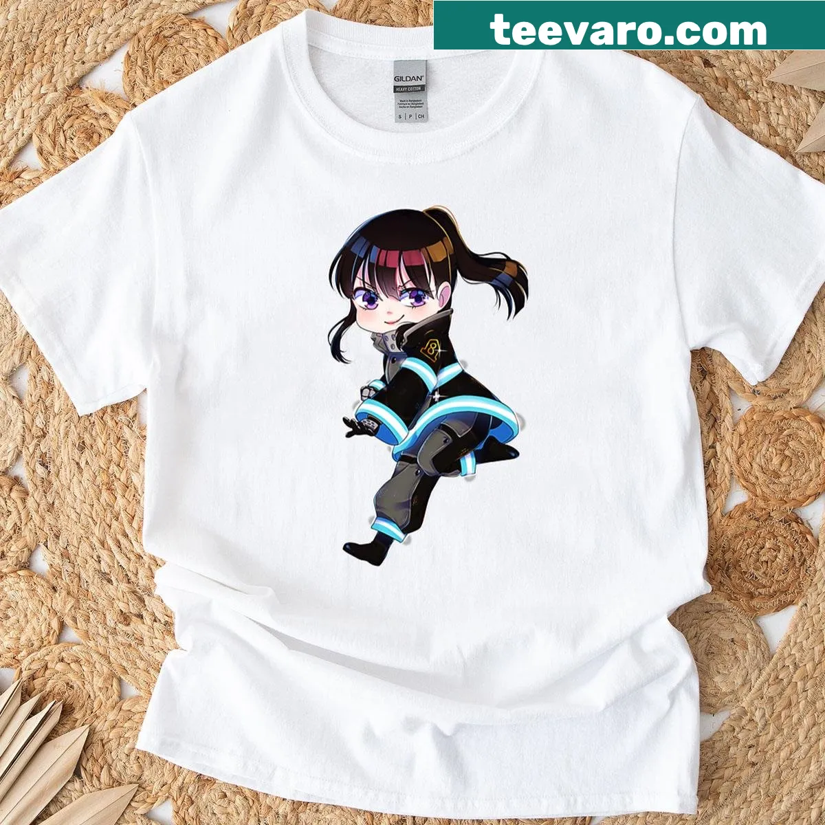 Anime-inspired Fire Force Maki Oze graphic T-shirt — on a men's t-shirt
