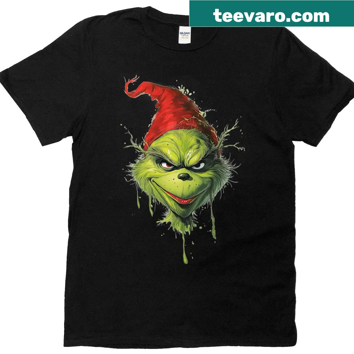 Edgy t-shirt featuring an illustration of the Evil Grinch — on a men's t-shirt