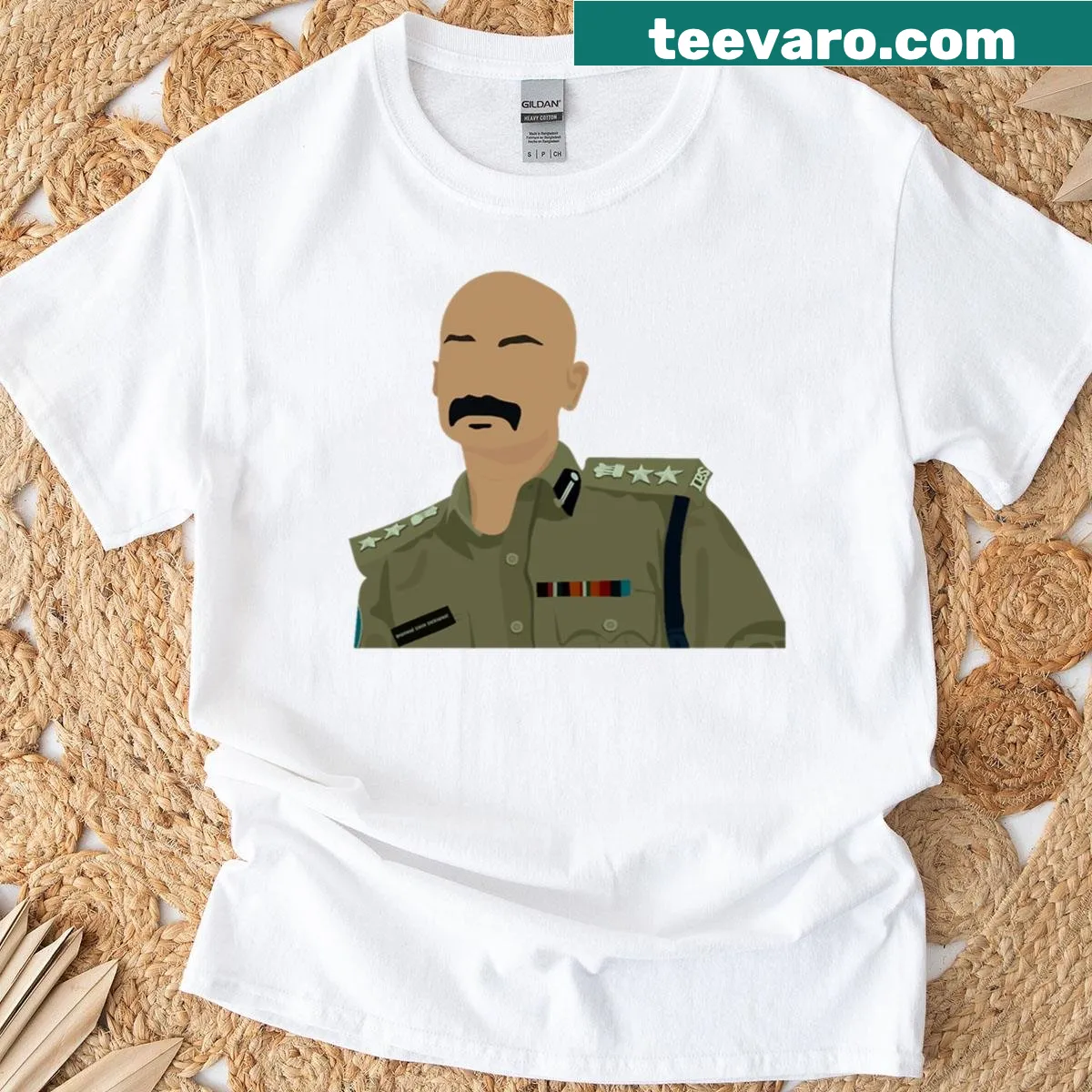 T-shirt honoring Fahadh Faasil from the movie Pushpa — on a men's t-shirt