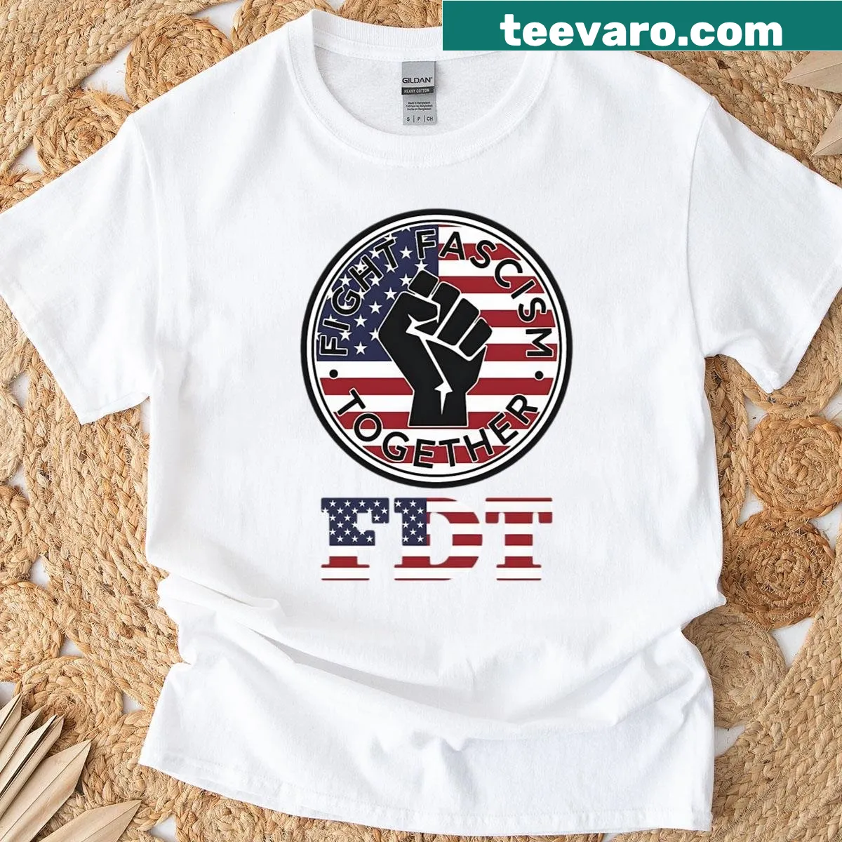 T-shirt with bold text 'Fight Fascism Together' — on a men's t-shirt
