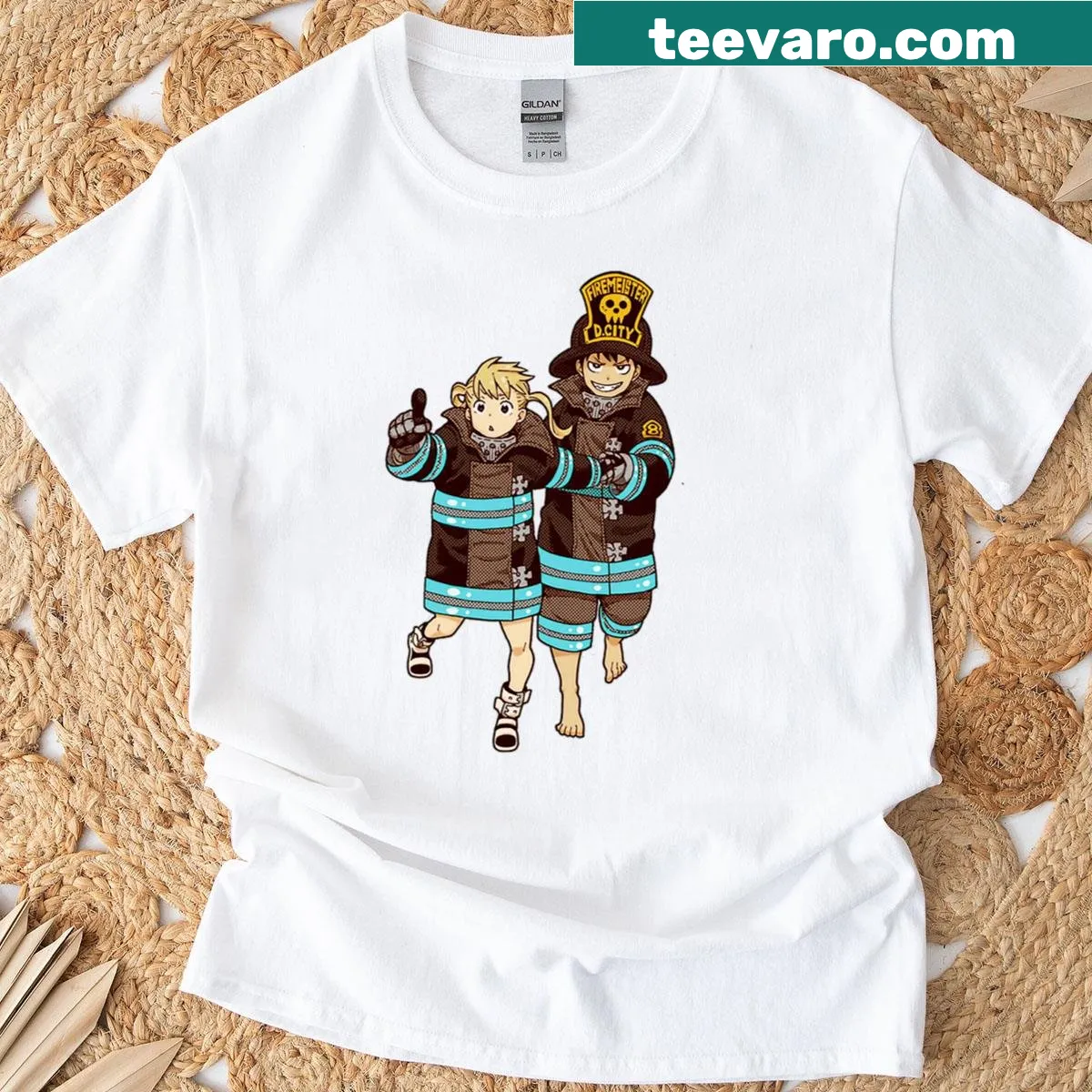Fire Force anime character t-shirt — on a men's t-shirt