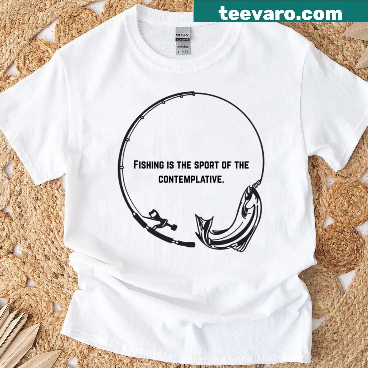 Motivational fishing quote graphic t-shirt for fishing enthusiasts — on a men's t-shirt