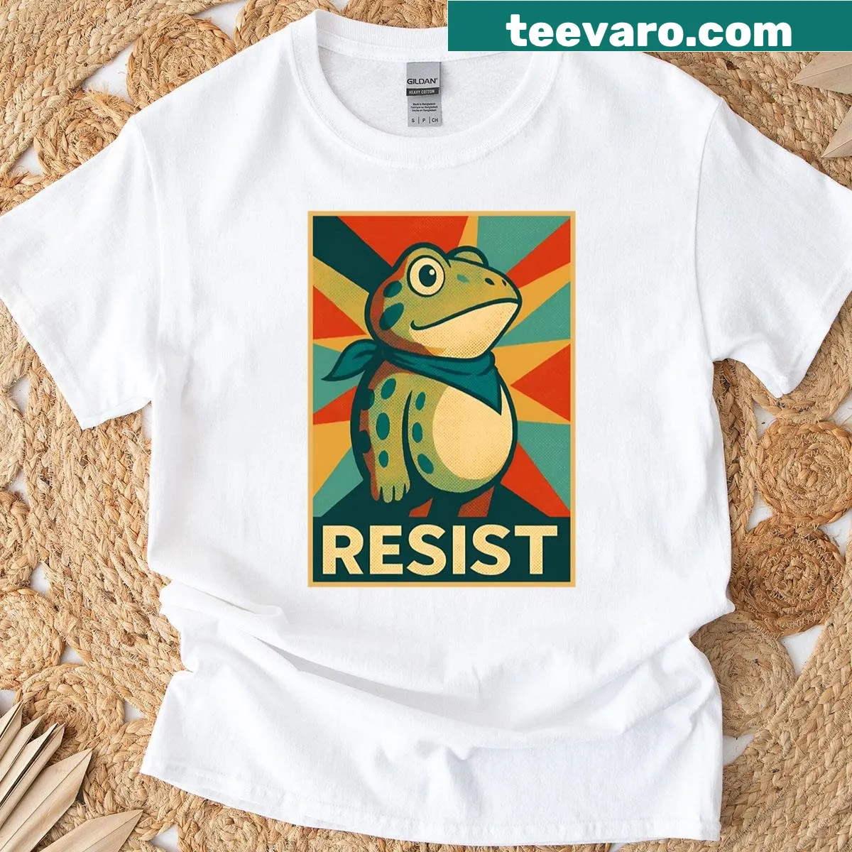 Activist frog t-shirt with 'Anti-Ice' and 'Frog Resist' phrases — on a men's t-shirt