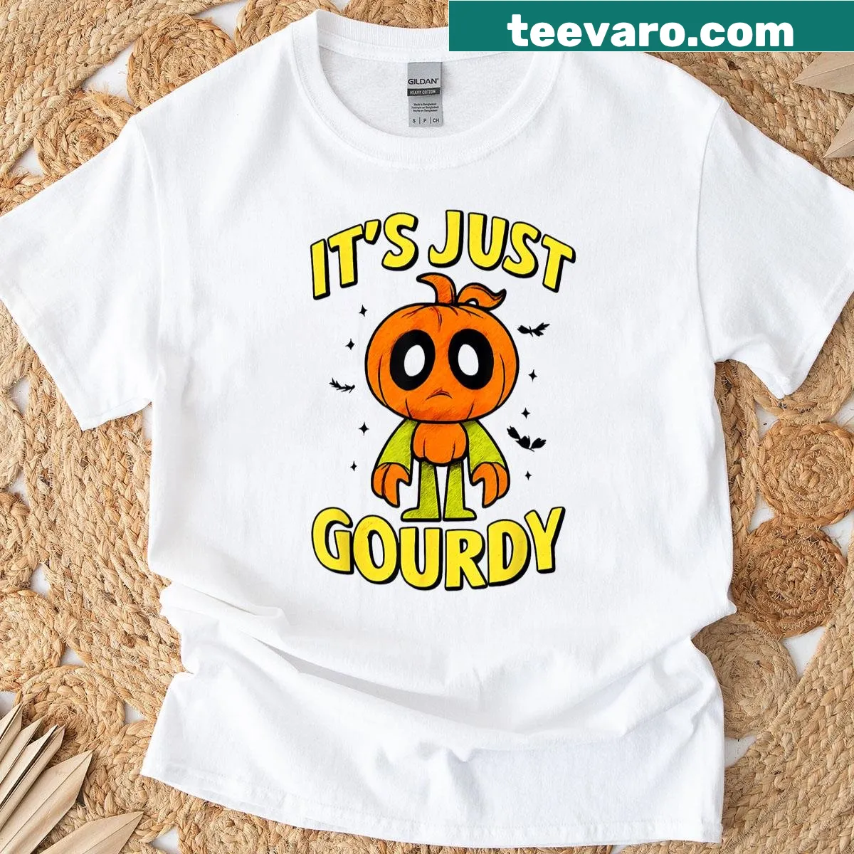 Funny pumpkin-themed Halloween t-shirt — on a men's t-shirt