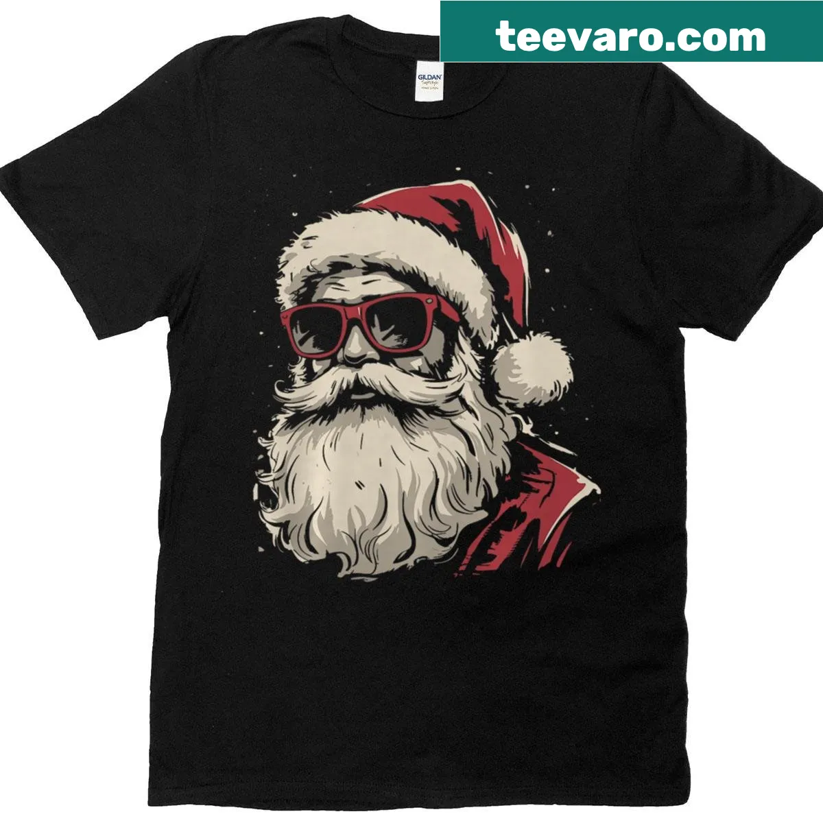 Retro Santa T-shirt with sunglasses, perfect for Christmas humor — on a men's t-shirt
