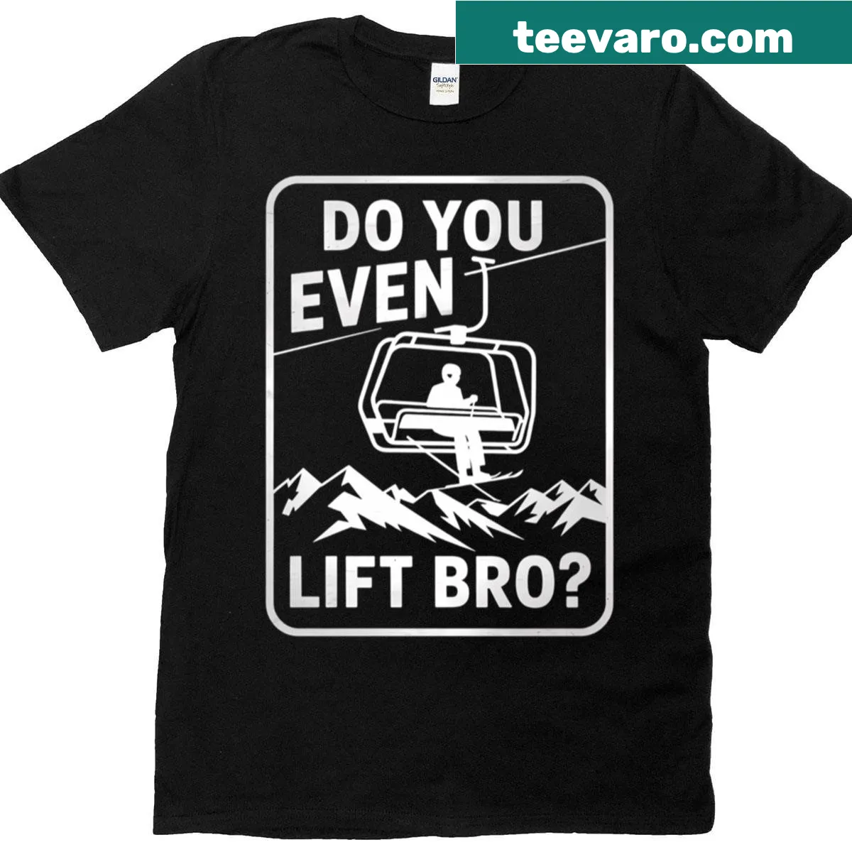 Humorous snowboarding graphic on a winter sports t-shirt. — on a men's t-shirt