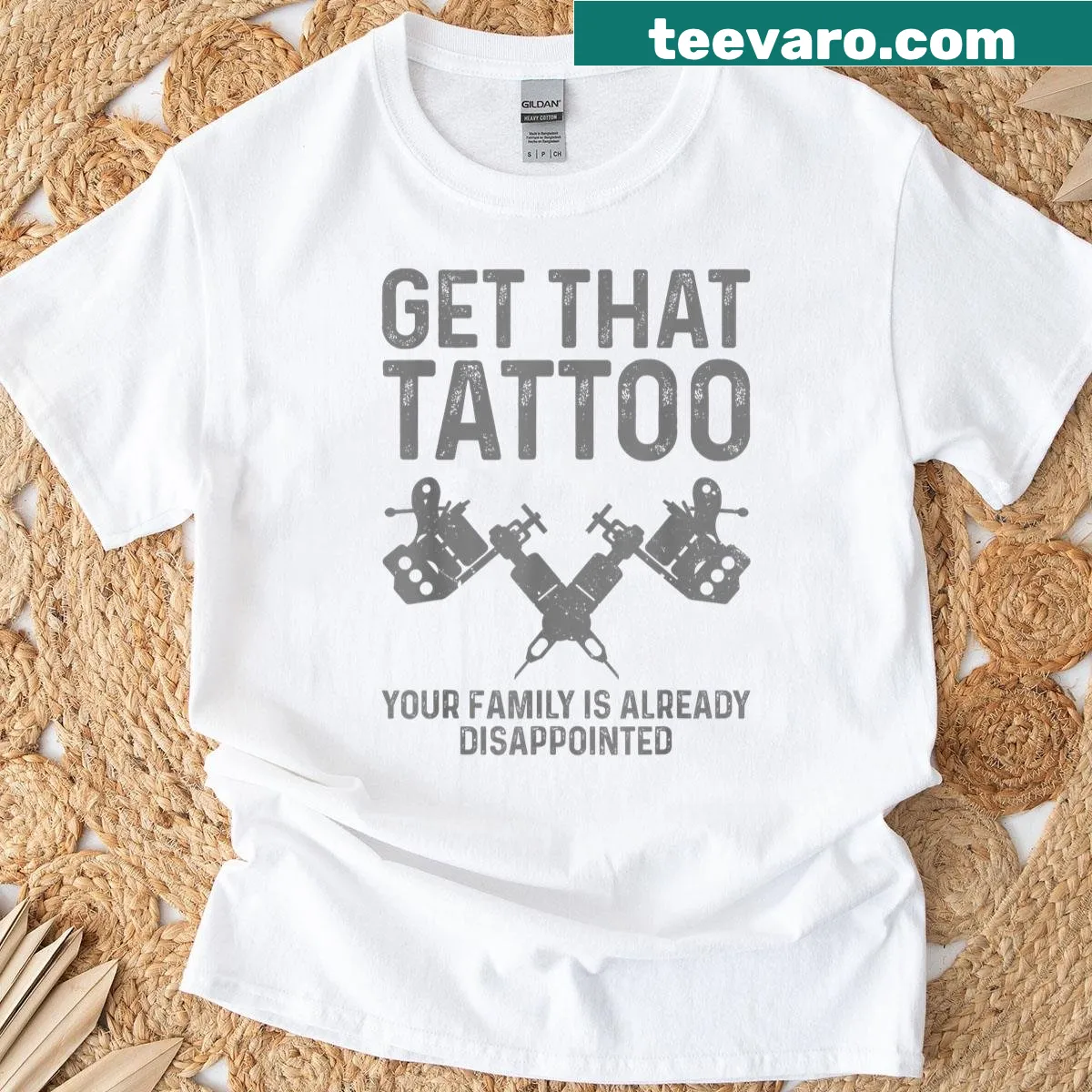 Humorous tattoo artist shirt featuring witty text — on a men's t-shirt