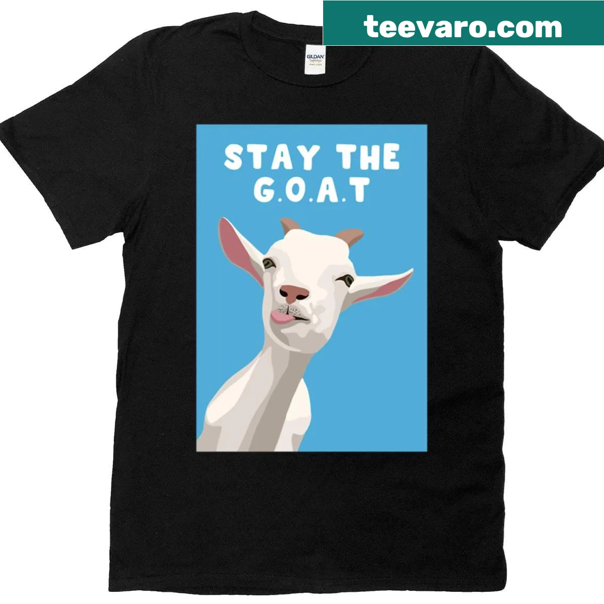 Funny goat illustration with the phrase 'Stay The Goat' — on a men's t-shirt