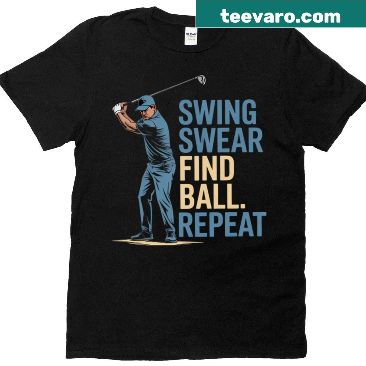 T-shirt with golf cart illustration for golfers — on a men's t-shirt