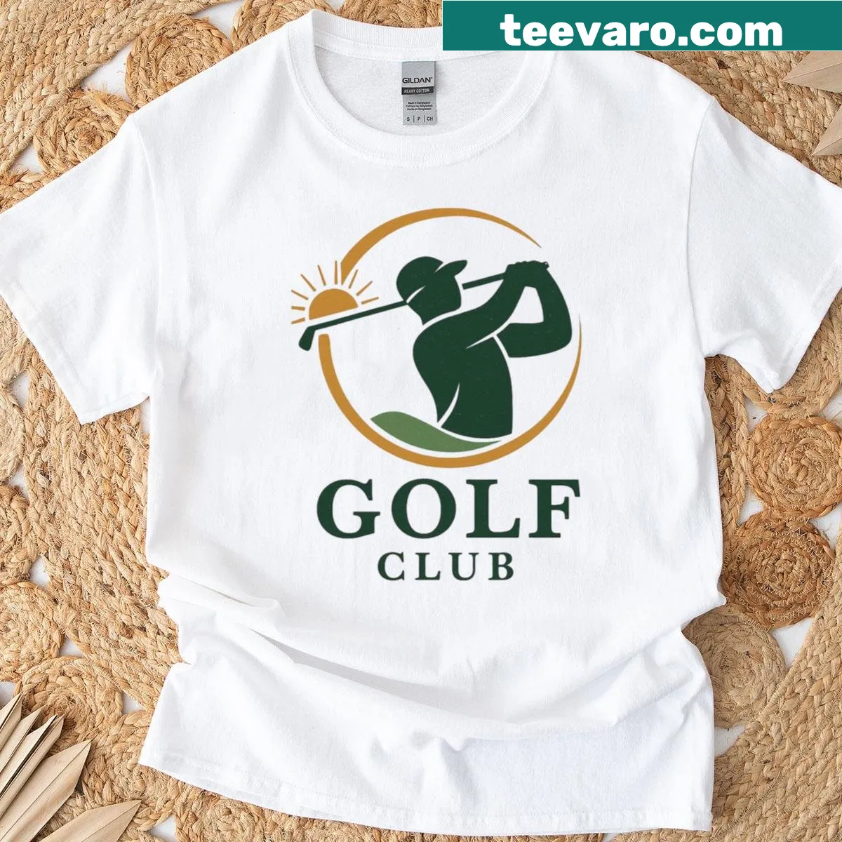 Minimalist golf-themed illustration on an elegant t-shirt — on a men's t-shirt