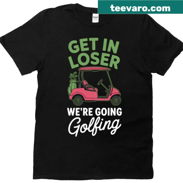 Cute golf cart golfer illustration on a t-shirt