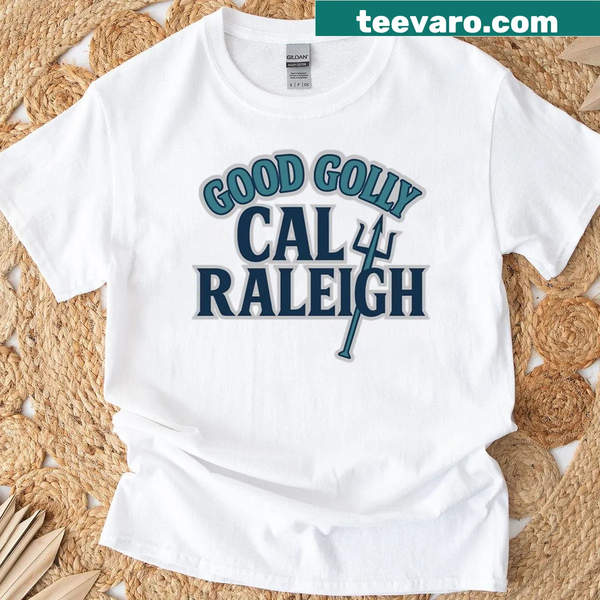 Cal Raleigh t-shirt with playful text design — on a men's t-shirt