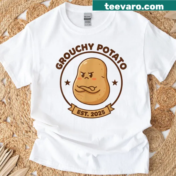 Matching t-shirt design with a grouchy potato and sweet potato